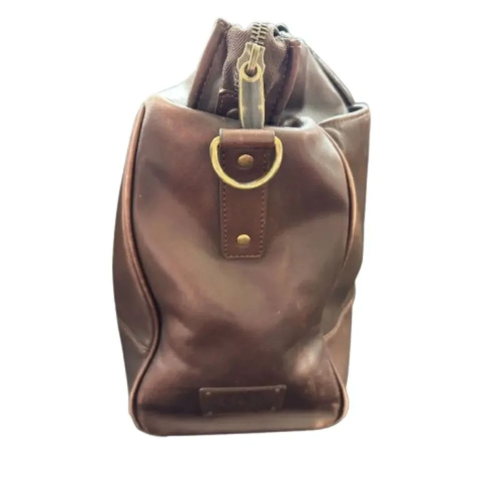 Bosca Brown Italian Leather Briefcase Men's Messenger Bag Tote Laptop Satchel